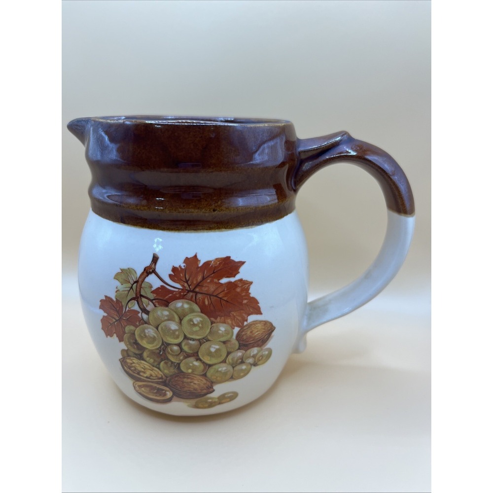 McCoy Pottery Pitcher w/ Leaves And Grapes 5.5" Tall‎ Vintage Collectible Decor